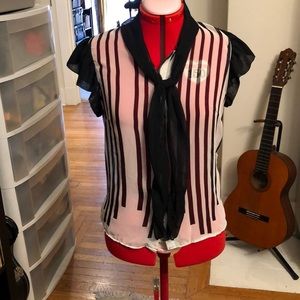 Do & Be button up chiffon top with bow